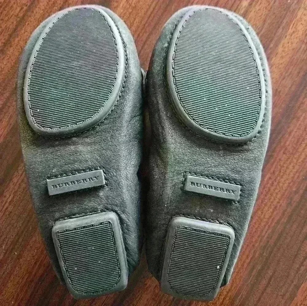 Burberry Kids Sumpter Black Suede Mocasins Size 27 NWB